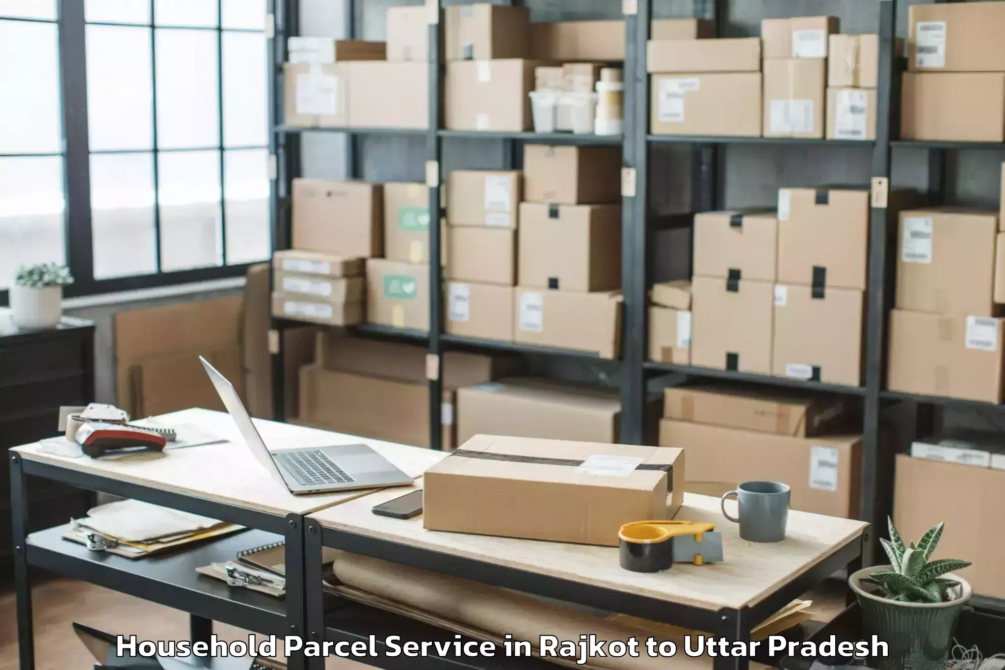 Reliable Rajkot to Rama University Kanpur Household Parcel